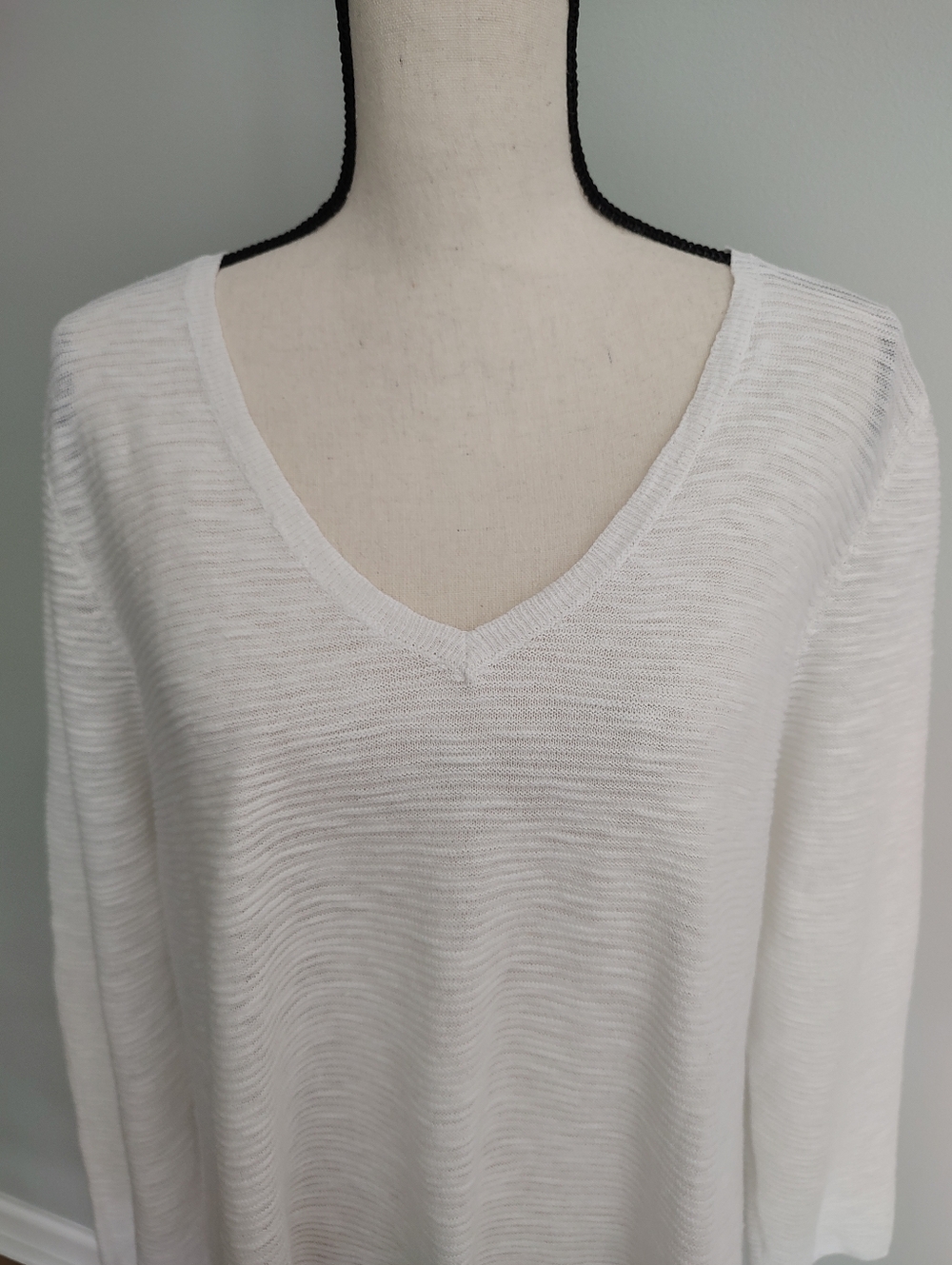 Eileen Fisher Organic Cotton And Linen V-Neck Tunic Top Lightweight Weave XL - Picture 3 of 8